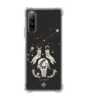 Funda Antigolpe [ Sony Xperia 10 IV ] Dibujo Zodiaco [ Signo Zodiacal - Acuario ] Esquina Reforzada Silicona 1.5mm