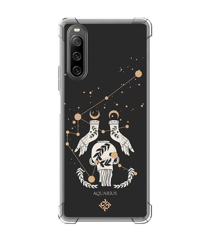 Funda Antigolpe [ Sony Xperia 10 IV ] Dibujo Zodiaco [ Signo Zodiacal - Acuario ] Esquina Reforzada Silicona 1.5mm