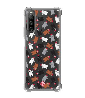 Funda Antigolpe [ Sony Xperia 10 IV ] Fondo Navidad [ Bear Dab ] Esquina Reforzada Silicona 1.5mm Transparente