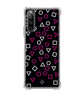 Funda Antigolpe [ Sony Xperia 10 IV ] Squid Game [Símbolos Mix] Esquina Reforzada Silicona 1.5mm Transparente