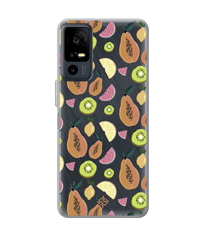 Funda para [ TCL 40R 5G ] Dibujo Auténtico [ Frutas- Papaya, Sandía, Kiwis y Limones ] de Silicona Flexible