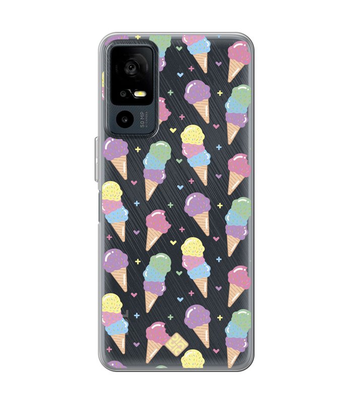 Funda para [ TCL 40R 5G ] Dibujo Auténtico [ Cucurucho de Helados ] de Silicona Flexible para Smartphone