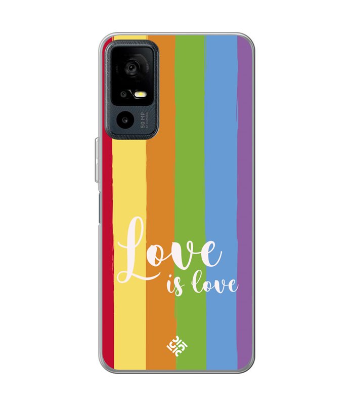 Funda para [ TCL 40R 5G ] Dibujo Auténtico [ Love is Love - Arcoiris ] de Silicona Flexible