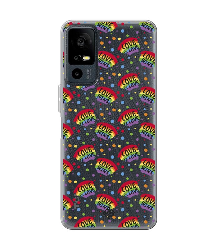 Funda para [ TCL 40R 5G ] Dibujo Auténtico [ Arcoiris - Love Wins ] de Silicona Flexible para Smartphone