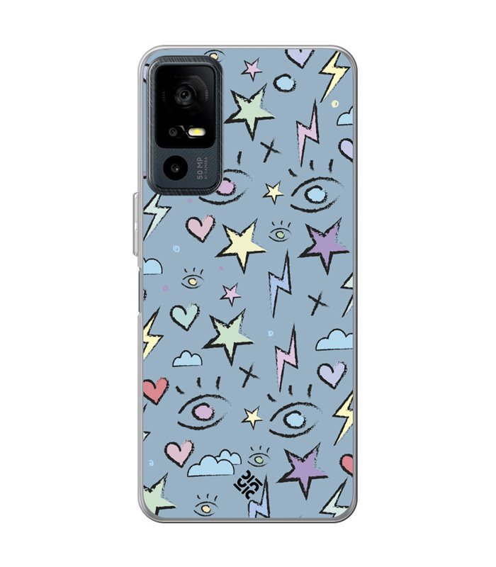 Funda para [ TCL 40R 5G ] Dibujo Auténtico [ Tormenta de Ojos ] de Silicona Flexible para Smartphone