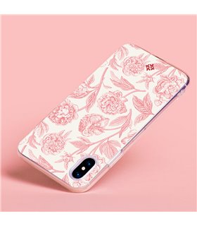 Funda para [ TCL 40R 5G ] Dibujo Botánico [ Flores Rosa Pastel ] de Silicona Flexible para Smartphone