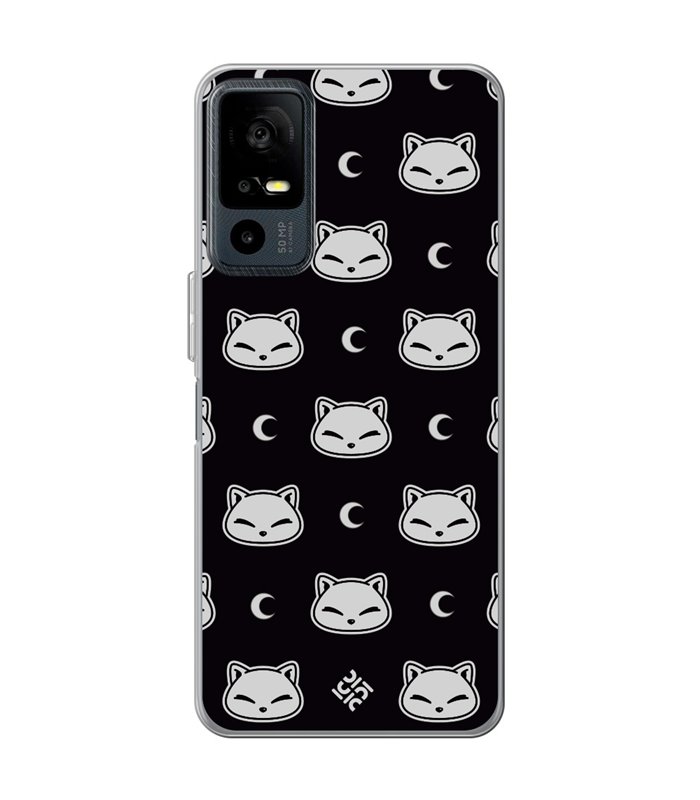 Funda para [ TCL 40R 5G ] Dibujo Cute [ Gato Negro Lunar ] de Silicona Flexible para Smartphone