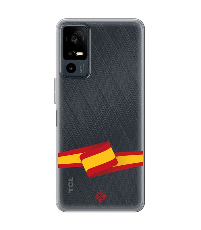 Funda para [ TCL 40R 5G ] Dibujo Auténtico [ Bandera España ] de Silicona Flexible para Smartphone