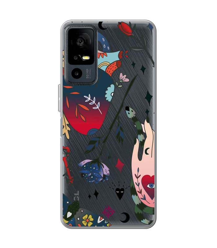 Funda para [ TCL 40R 5G ] Dibujo Tendencias [ Doodle Tatuaje Esotérico ] de Silicona