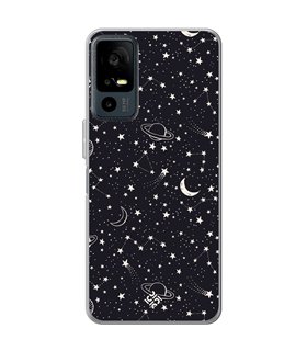 Funda para [ TCL 40R 5G ] Dibujo Tendencias [ Fondo Estrellado con Planetas ] de Silicona Flexible