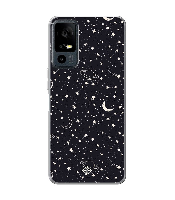 Funda para [ TCL 40R 5G ] Dibujo Tendencias [ Fondo Estrellado con Planetas ] de Silicona Flexible