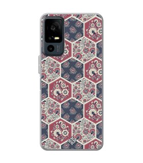 Funda para [ TCL 40R 5G ] Dibujo Tendencias [ Diseño Azulejos Hexágonales con Flores ] de Silicona Flexible