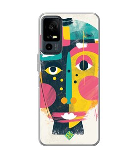 Funda para [ TCL 40R 5G ] Dibujo Auténtico [ Ilustración de Arte de Pared Abstracción de Retrato Facial ] 