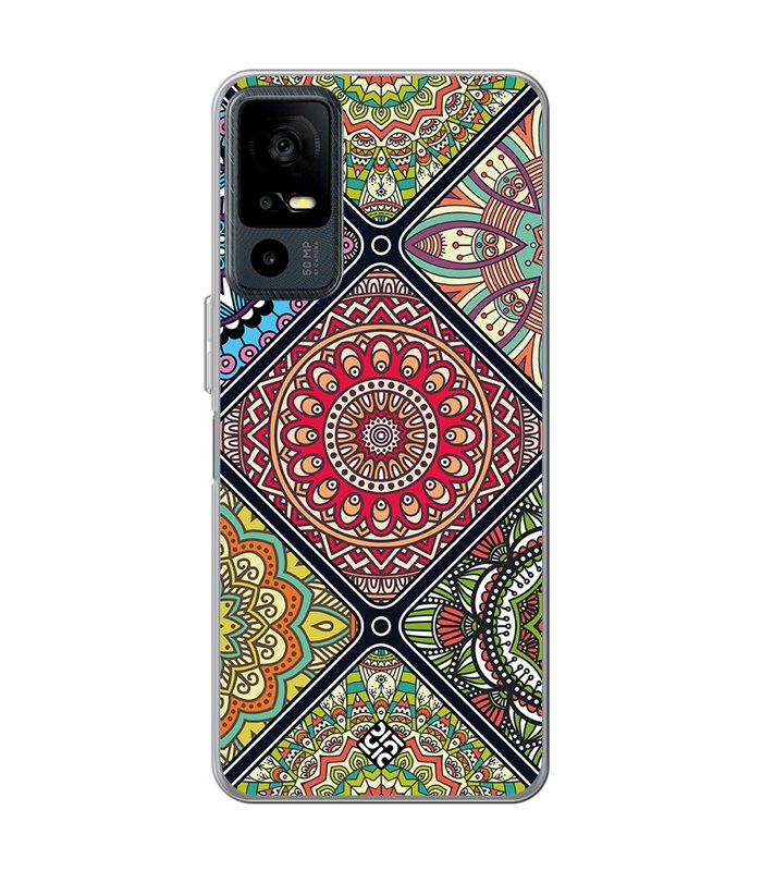 Funda para [ TCL 40R 5G ] Dibujo Auténtico [ Motivos Mandala ] de Silicona Flexible para Smartphone 