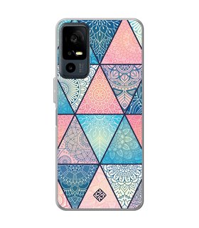 Funda para [ TCL 40R 5G ] Dibujo Auténtico [ Mosaico Triangular Mandala ] de Silicona Flexible