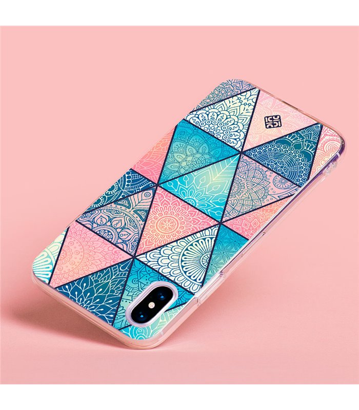 Funda para [ TCL 40R 5G ] Dibujo Auténtico [ Mosaico Triangular Mandala ] de Silicona Flexible