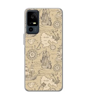 Funda para [ TCL 40R 5G ] Dibujo Auténtico [ Estampado Vintage de Viajes, Aventura ] de Silicona