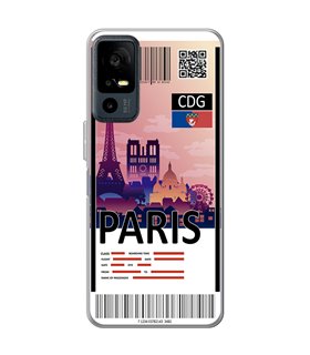 Funda para [ TCL 40R 5G ] Billete de Avión [ París ] de Silicona Flexible para Smartphone 