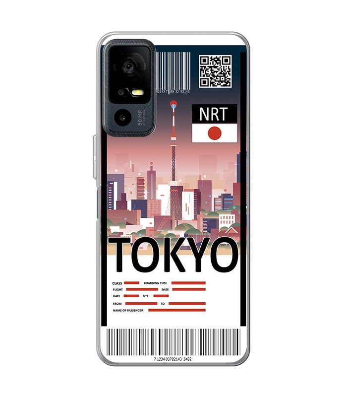 Funda para [ TCL 40R 5G ] Billete de Avión [ Tokio ] de Silicona Flexible para Smartphone 