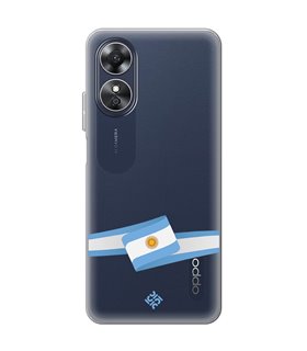 Funda para  [ OPPO A17 ] Bandera Paises [ Bandera Argentina ] de Silicona Flexible para Smartphone