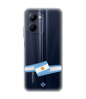 Funda para  [ Realme C33 ] Bandera Paises [ Bandera Argentina ] de Silicona Flexible para Smartphone