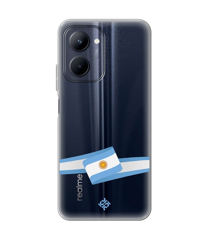 Funda para  [ Realme C33 ] Bandera Paises [ Bandera Argentina ] de Silicona Flexible para Smartphone