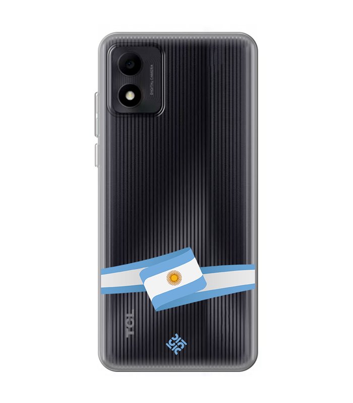 Funda para  [ TCL 305i ] Bandera Paises [ Bandera Argentina ] de Silicona Flexible para Smartphone