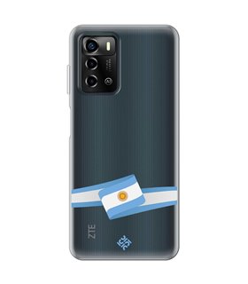Funda para  [ ZTE Blade A72 ] Bandera Paises [ Bandera Argentina ] de Silicona Flexible para Smartphone