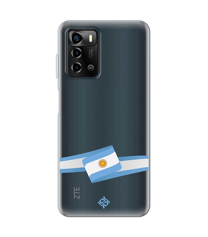 Funda para  [ ZTE Blade A72 ] Bandera Paises [ Bandera Argentina ] de Silicona Flexible para Smartphone