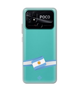 Funda para  [ POCO C40 ] Bandera Paises [ Bandera Argentina ] de Silicona Flexible para Smartphone