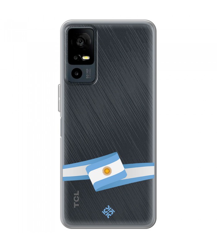 Funda para  [ TCL 40R 5G ] Bandera Paises [ Bandera Argentina ] de Silicona Flexible para Smartphone
