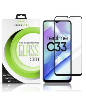 Protector de pantalla completo para Realme C33 - Cristal templado Full Glue con borde Negro