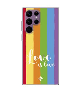 Funda para [ Samsung Galaxy S23 Ultra ] Dibujo Auténtico [ Love is Love - Arcoiris ] de Silicona Flexible