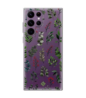 Funda para [ Samsung Galaxy S23 Ultra ] Dibujo Botánico [ Hojas Ramas Verdes - Follaje Botánico ] de Silicona Flexible