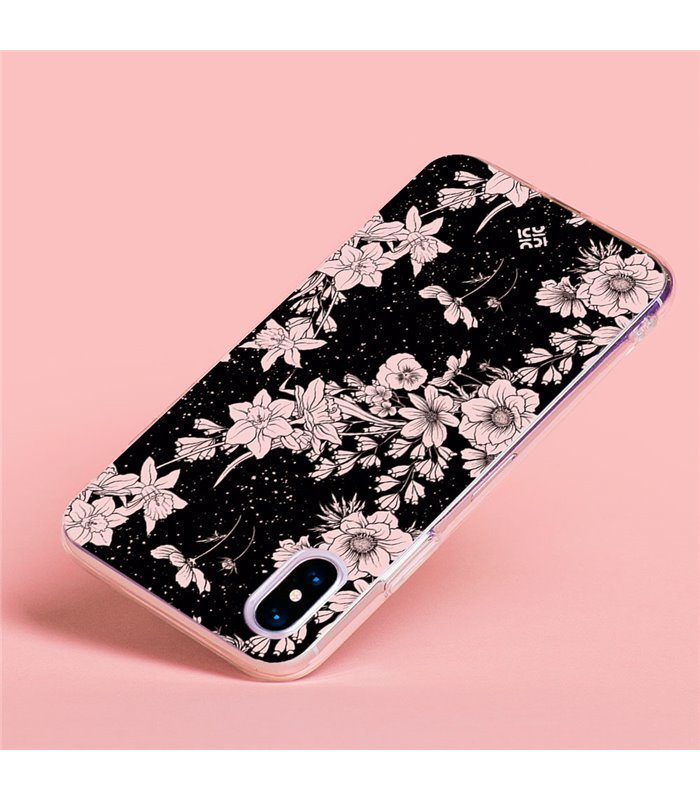Funda para [ Samsung Galaxy S23 Ultra ] Dibujo Botánico [ Flores de amapola daffodil, anémona, violeta en fondo estrellado ] 