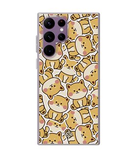 Funda para [ Samsung Galaxy S23 Ultra ] Dibujo Cute [ Pegatinas Perrito Shiba ] de Silicona Flexible para Smartphone