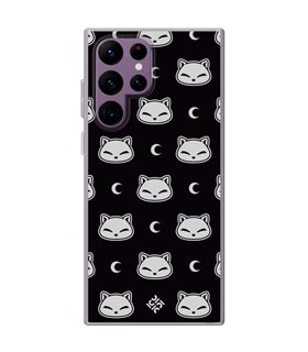 Funda para [ Samsung Galaxy S23 Ultra ] Dibujo Cute [ Gato Negro Lunar ] de Silicona Flexible para Smartphone