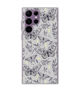 Funda para [ Samsung Galaxy S23 Ultra ] Dibujo Esotérico [ Boho Fondo Mágico con Elementos de Espacio Gris Estrellas ] 