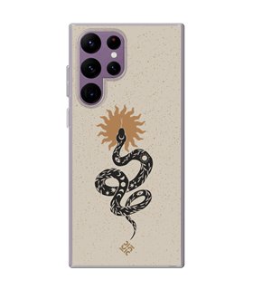 Funda para [ Samsung Galaxy S23 Ultra ] Dibujo Esotérico [ Serpiente Esotérica y Signo Solar ] de Silicona Flexible