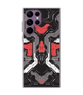 Funda para [ Samsung Galaxy S23 Ultra ] Dibujo Gamers [ Cyberpunk Rojo y Grises ] de Silicona Flexible para Smartphone