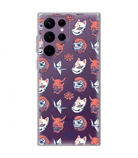 Funda para [ Samsung Galaxy S23 Ultra ] Dibujo Japones [ Daruma, Máscara Kitsune y Hannya Japon ] de Silicona