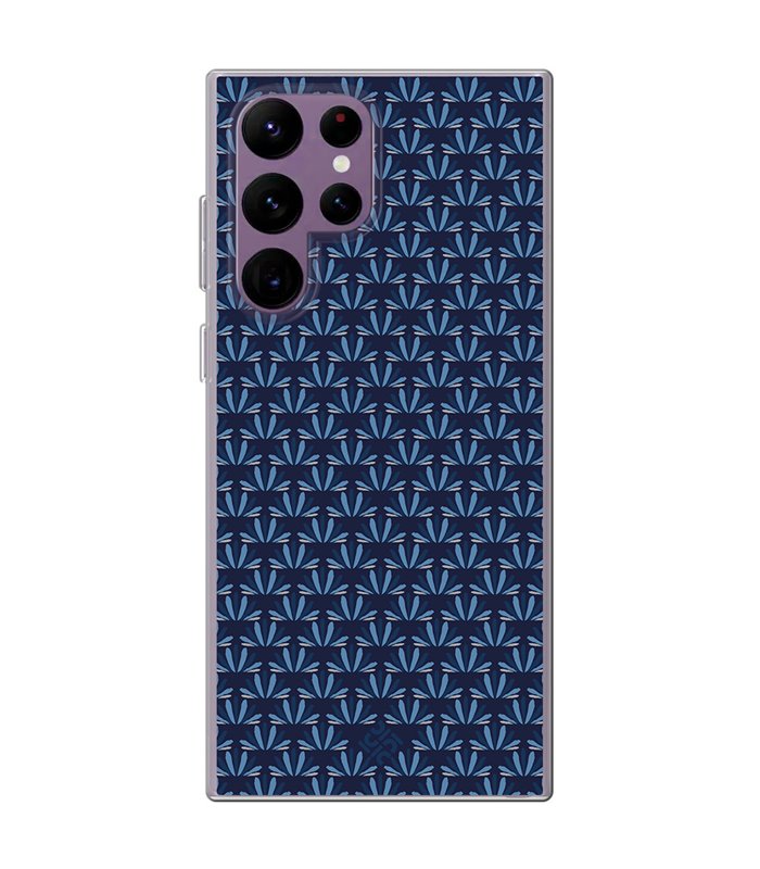 Funda para [ Samsung Galaxy S23 Ultra ] Dibujo Japones [ Patron Abstracto Loto Azul ] de Silicona Flexible 