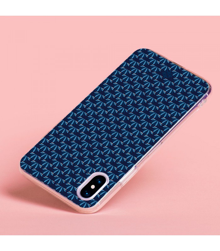 Funda para [ Samsung Galaxy S23 Ultra ] Dibujo Japones [ Patron Abstracto Loto Azul ] de Silicona Flexible 