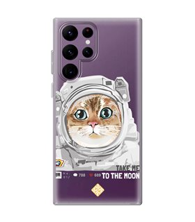 Funda para [ Samsung Galaxy S23 Ultra ] Dibujo Mascotas [ Gato Astronauta - Take Me To The Moon ] 