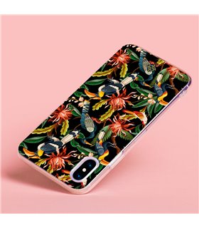 Funda para [ Samsung Galaxy S23 Ultra ] Dibujo Mascotas [ Estampado Aves y Hojas y Flores Tropicales ] de Silicona