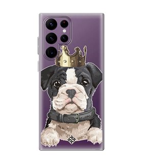 Funda para [ Samsung Galaxy S23 Ultra ] Dibujo Mascotas [ Perrito King ] de Silicona Flexible para Smartphone 