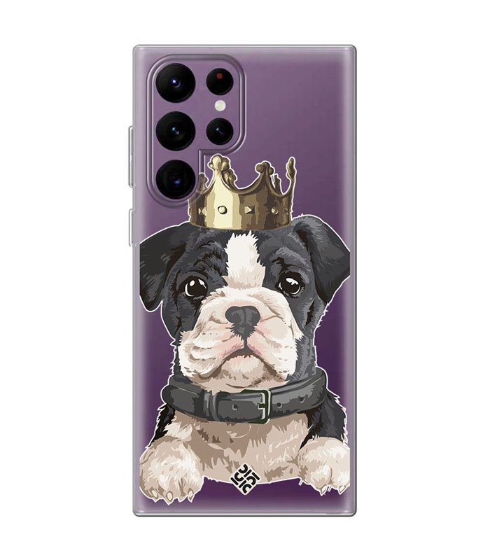 Funda para [ Samsung Galaxy S23 Ultra ] Dibujo Mascotas [ Perrito King ] de Silicona Flexible para Smartphone 