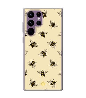 Funda para [ Samsung Galaxy S23 Ultra ] Dibujo Mascotas [ Abejas Ilustracion ] de Silicona Flexible para Smartphone