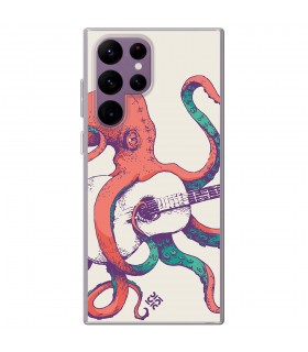 Funda para [ Samsung Galaxy S23 Ultra ] Diseño Música [ Pulpo Tocando la Guitarra ] de Silicona Flexible