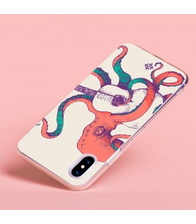 Funda para [ Samsung Galaxy S23 Ultra ] Diseño Música [ Pulpo Tocando la Guitarra ] de Silicona Flexible